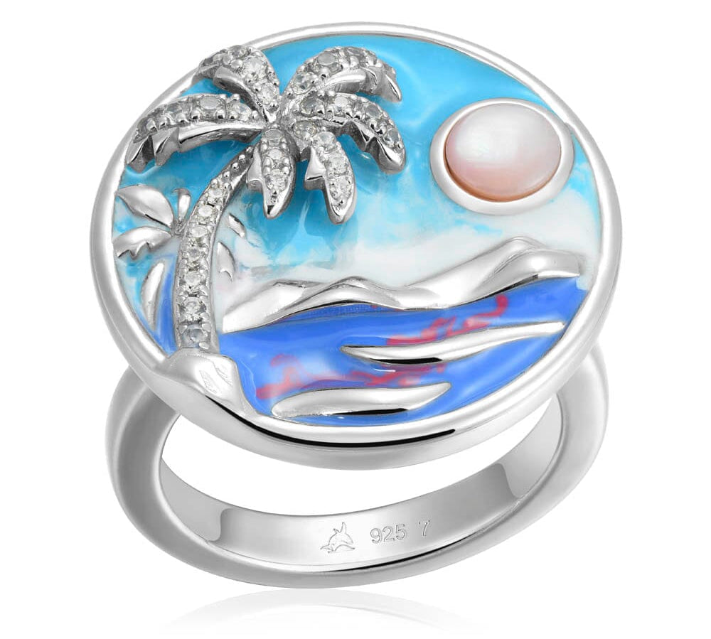 Diamond Head Ring w/ Pink Mother of Pearl Ring Island by Koa Nani 