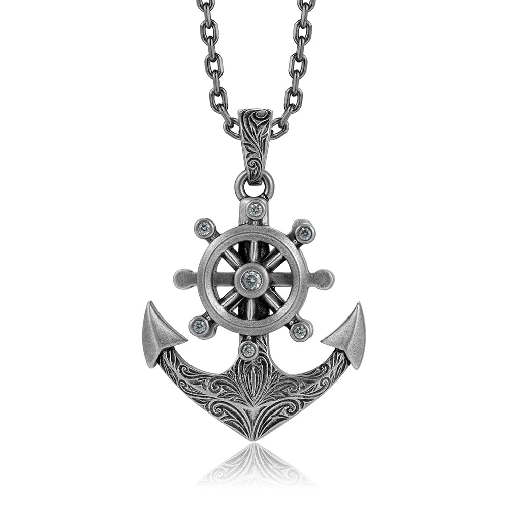 Engraved Anchor Nocturne Pendant Pendant Island by Koa Nani Regular Diamond 