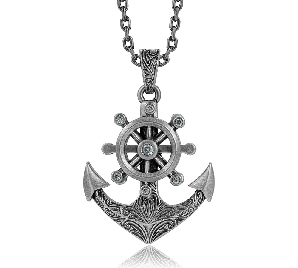 Engraved Anchor Nocturne Pendant Pendant Island by Koa Nani Regular Diamond 