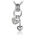 Engraved Heart Charm Pendant Pendant Island by Koa Nani Silver 