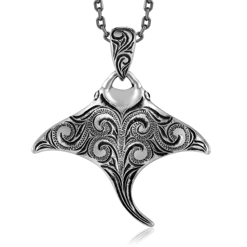 Engraved Nocturne Manta Ray Pendant Pendant Island by Koa Nani 