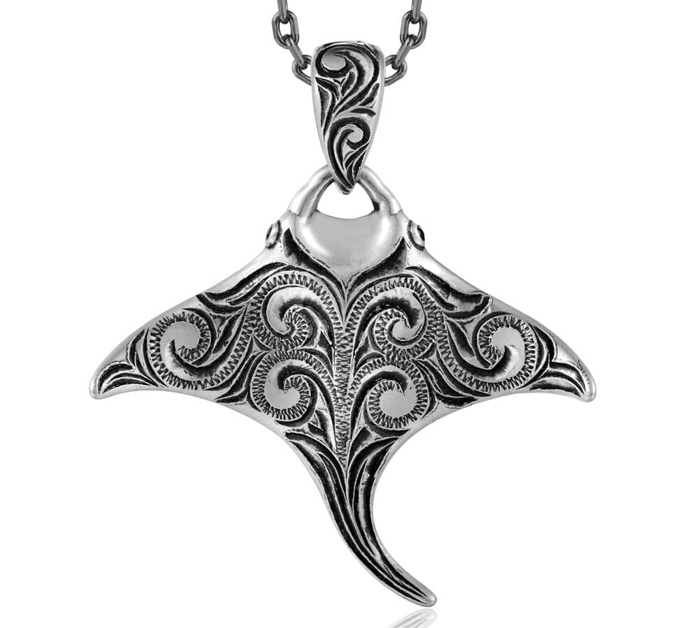 Engraved Nocturne Manta Ray Pendant Pendant Island by Koa Nani 