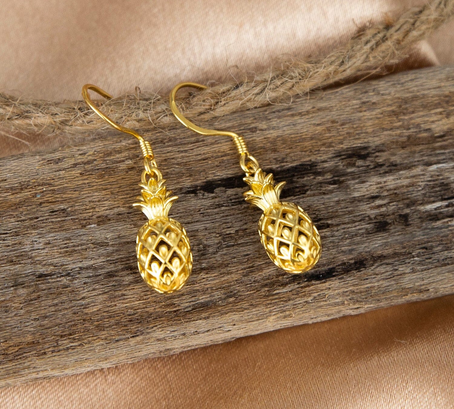 Gold Vermeil Pineapple Earrings Earrings Island by Koa Nani 