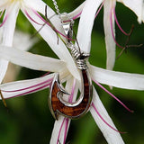 Koa Wood Ahi Fish Hook Reversible Pendant Pendant Island by Koa Nani Silver 