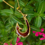 Koa Wood Ahi Fish Hook Reversible Pendant Pendant Island by Koa Nani Gold 