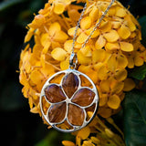 Koa Wood Aloha Plumeria Medallion Pendant Island by Koa Nani 