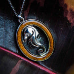 Koa Wood Charming Seahorse Emblem Pendant Pendant Island by Koa Nani Oval 