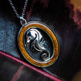 Koa Wood Charming Seahorse Emblem Pendant Pendant Island by Koa Nani Oval 