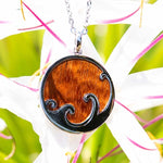 Koa Wood Coastal Wave Medallion Pendant Island by Koa Nani 
