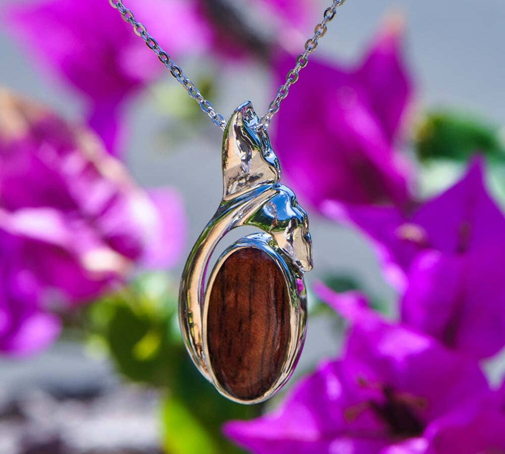 Koa Wood Diving Whale Tail Pendant Pendant Island by Koa Nani 