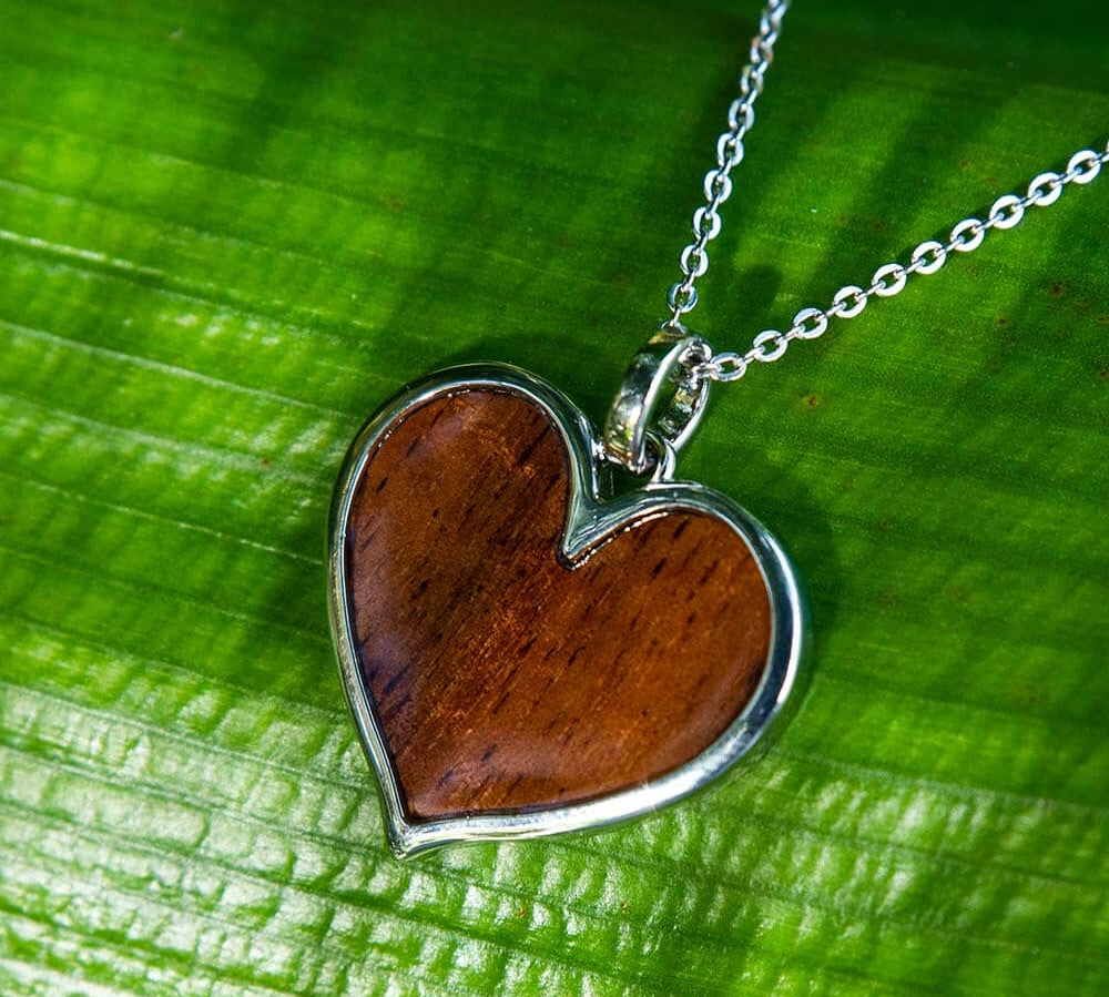 Koa Wood Heart Reversible Pendant Pendant Island by Koa Nani Extra Large 