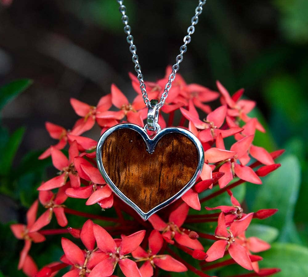 Koa Wood Heart Reversible Pendant Pendant Island by Koa Nani Small 