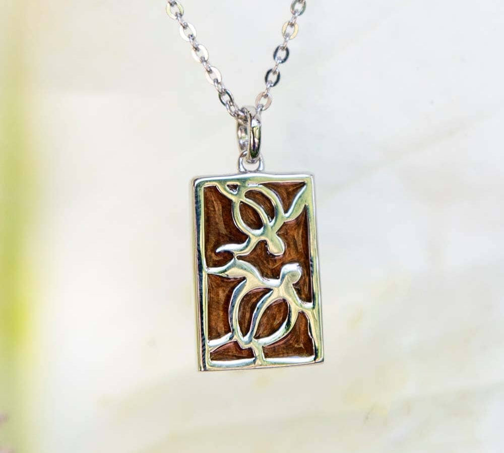 Koa Wood Honu Bar Pendant Pendant Island by Koa Nani Silver 