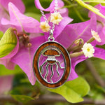 Koa Wood Jellyfish Emblem Pendant Pendant Island by Koa Nani Oval 