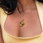 Koa Wood Opah Fish Hook Pendant Pendant Island by Koa Nani Gold 