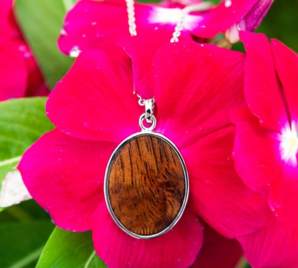 Koa Wood Oval Reversible Pendant Pendant Island by Koa Nani Small 