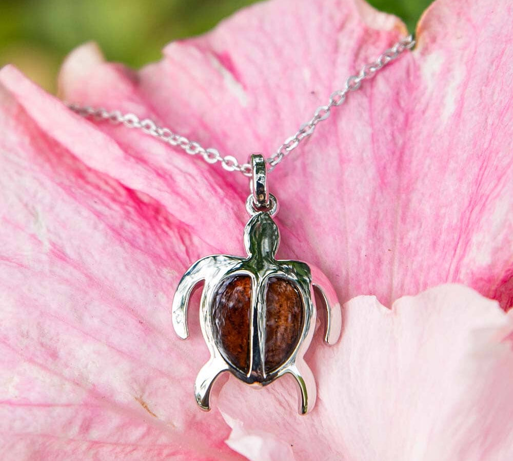 Koa Wood Petroglyphs Honu Pendant Pendant Island by Koa Nani 