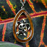 Koa Wood Plumeria Honu Emblem Pendant Pendant Island by Koa Nani Teardrop 