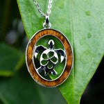Koa Wood Plumeria Honu Emblem Pendant Pendant Island by Koa Nani Oval 