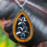 Koa Wood Plumeria Teardrop Emblem Pendant Pendant Island by Koa Nani 