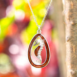 Koa Wood Seahorse Emblem Pendant Pendant Island by Koa Nani Teardrop 