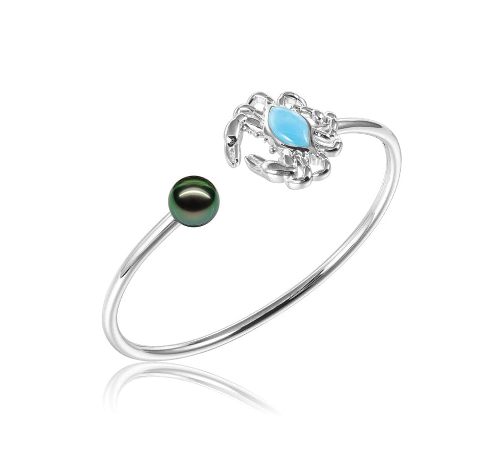 Larimar Blue Crab Bangle with Tahitian Pearl Bangle Island by Koa Nani 
