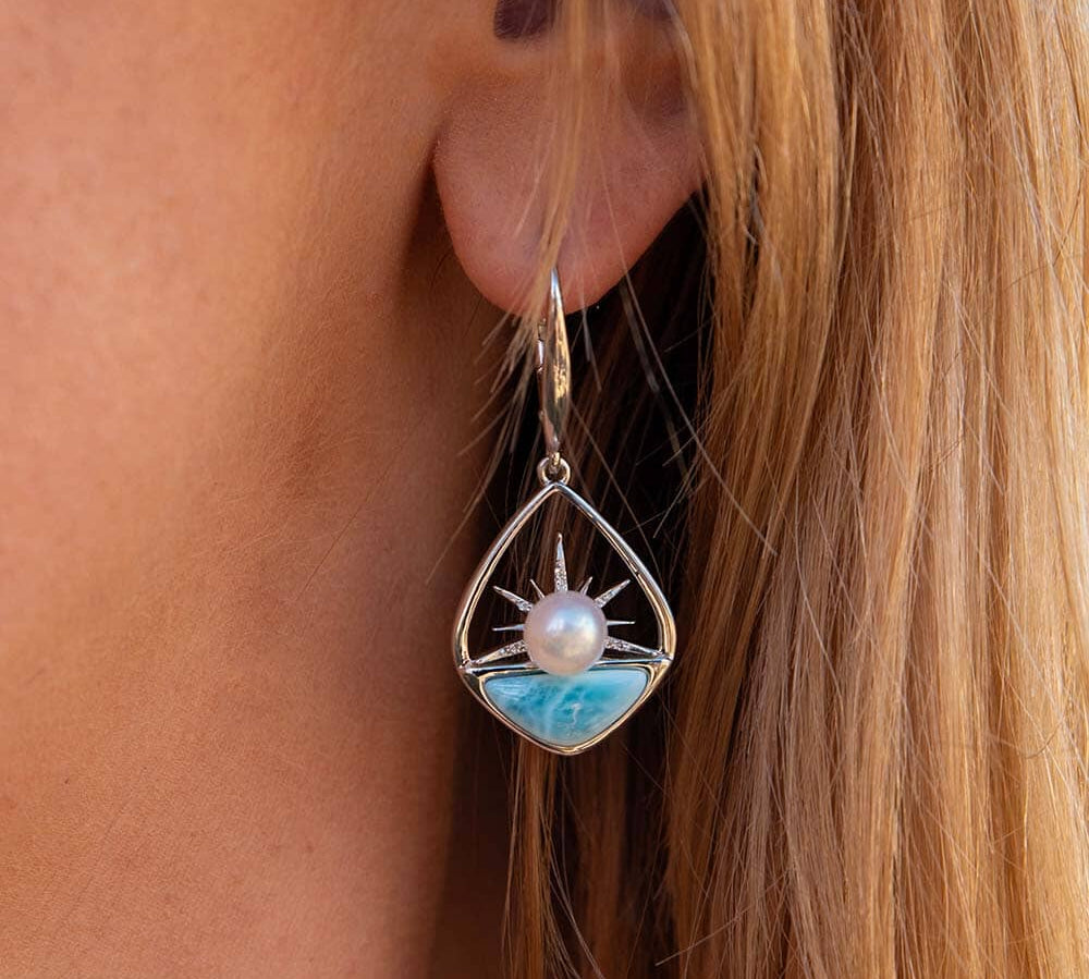 Larimar Breaking Dawn Pearl Earrings Earrings Island by Koa Nani 