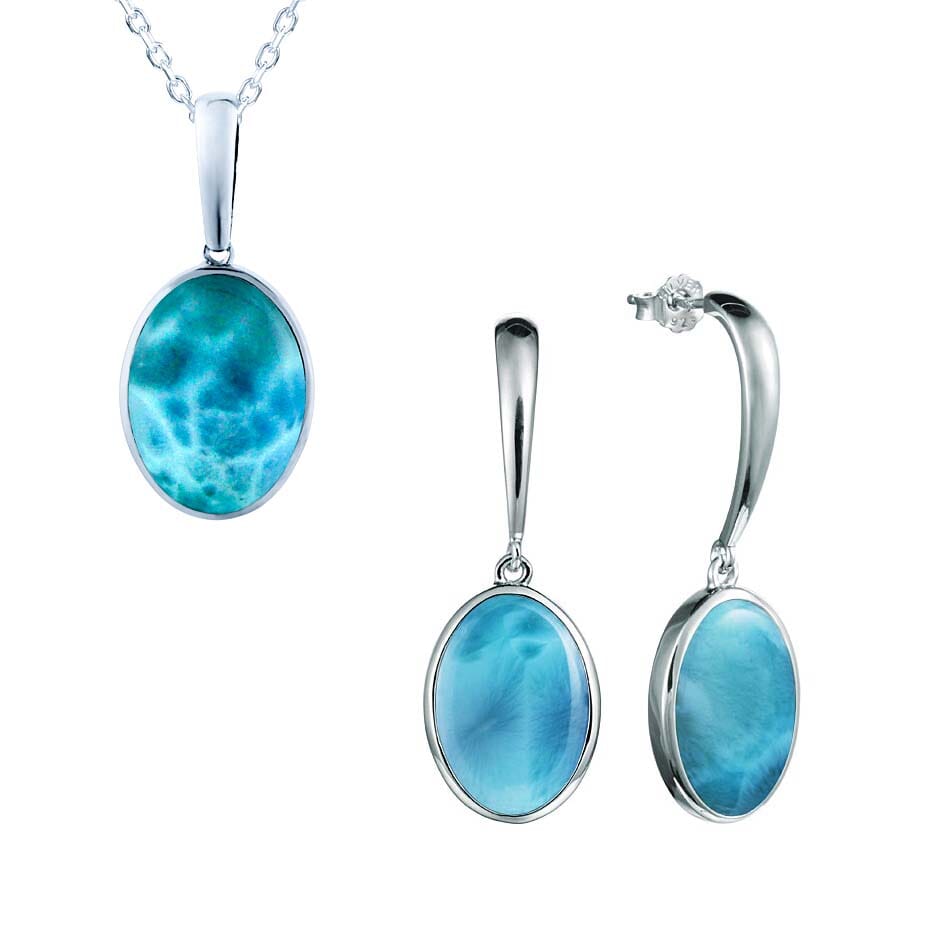 Larimar Full Moon Pendant & Earrings Set Other Island by Koa Nani 
