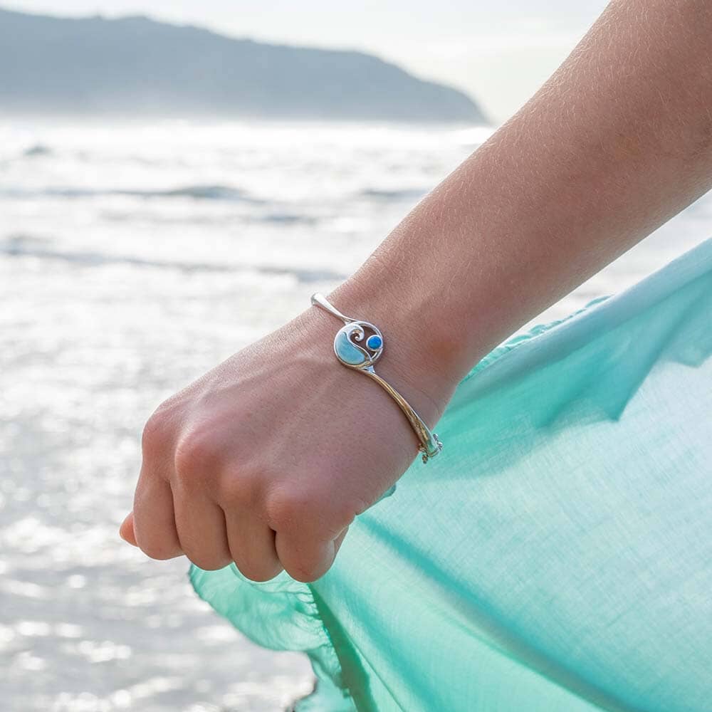 Larimar Moon Tides Bangle with Opal Bangle Island by Koa Nani 