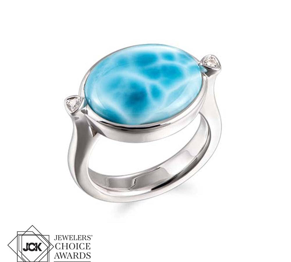 Larimar Ocean Stone Cocktail Ring Ring Island by Koa Nani 