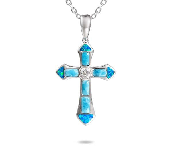 Larimar & Opal Ke'a Cross Pendant Pendant Island by Koa Nani 
