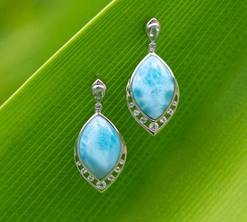 Larimar Peacock Feather Earrings Earrings Island by Koa Nani 