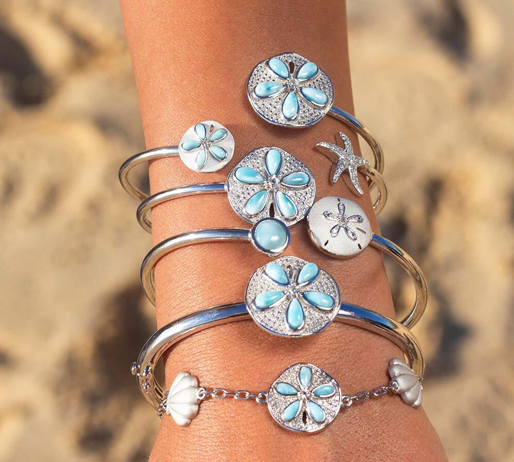 Larimar Sand Dollar Pavè Bangle Bangle Island by Koa Nani 