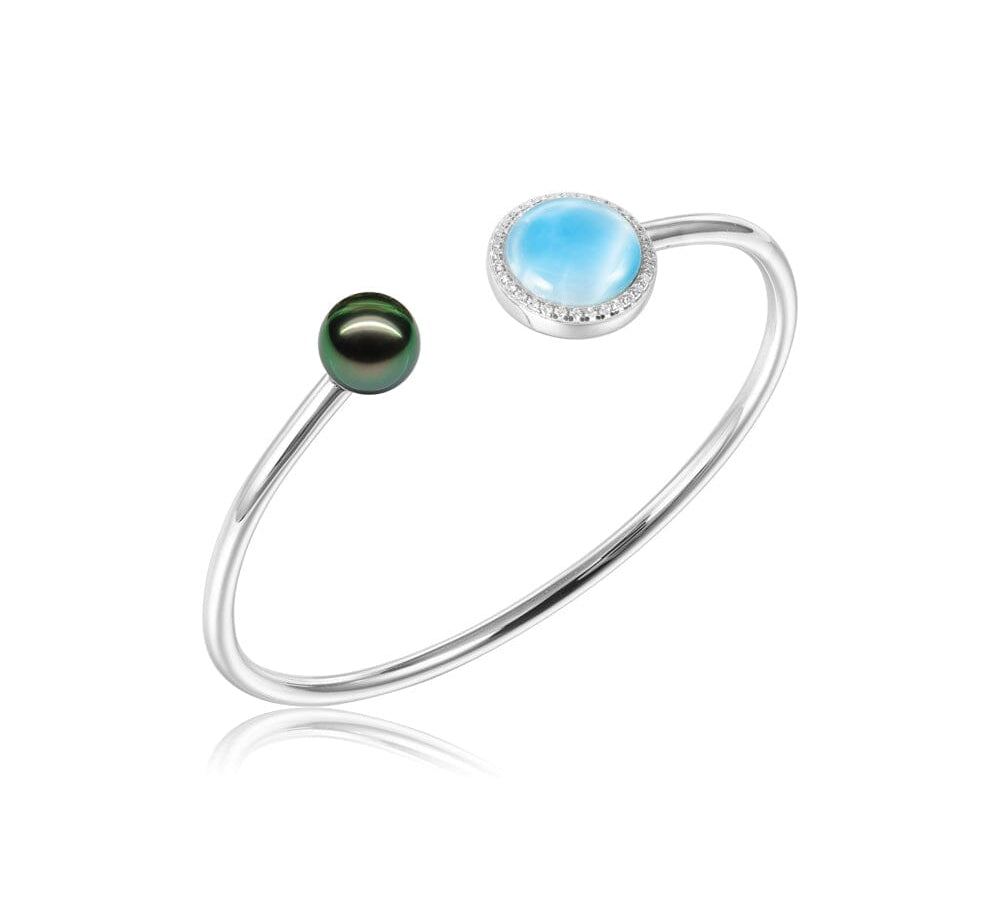 Larimar Venus Bangle with Tahitian Pearl Bangle Island by Koa Nani 