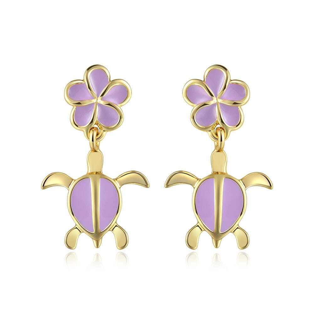 Lavender Blush Pua and Honu Earrings Earrings Island by Koa Nani 