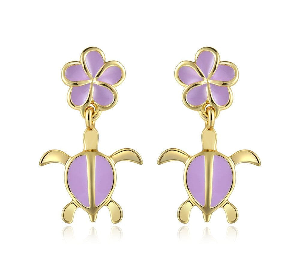 Lavender Blush Pua and Honu Earrings Earrings Island by Koa Nani 