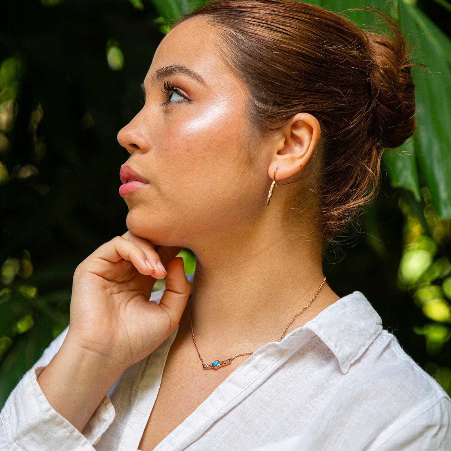 Lunaria Opal Engraved Bar Necklace Necklace Island by Koa Nani 
