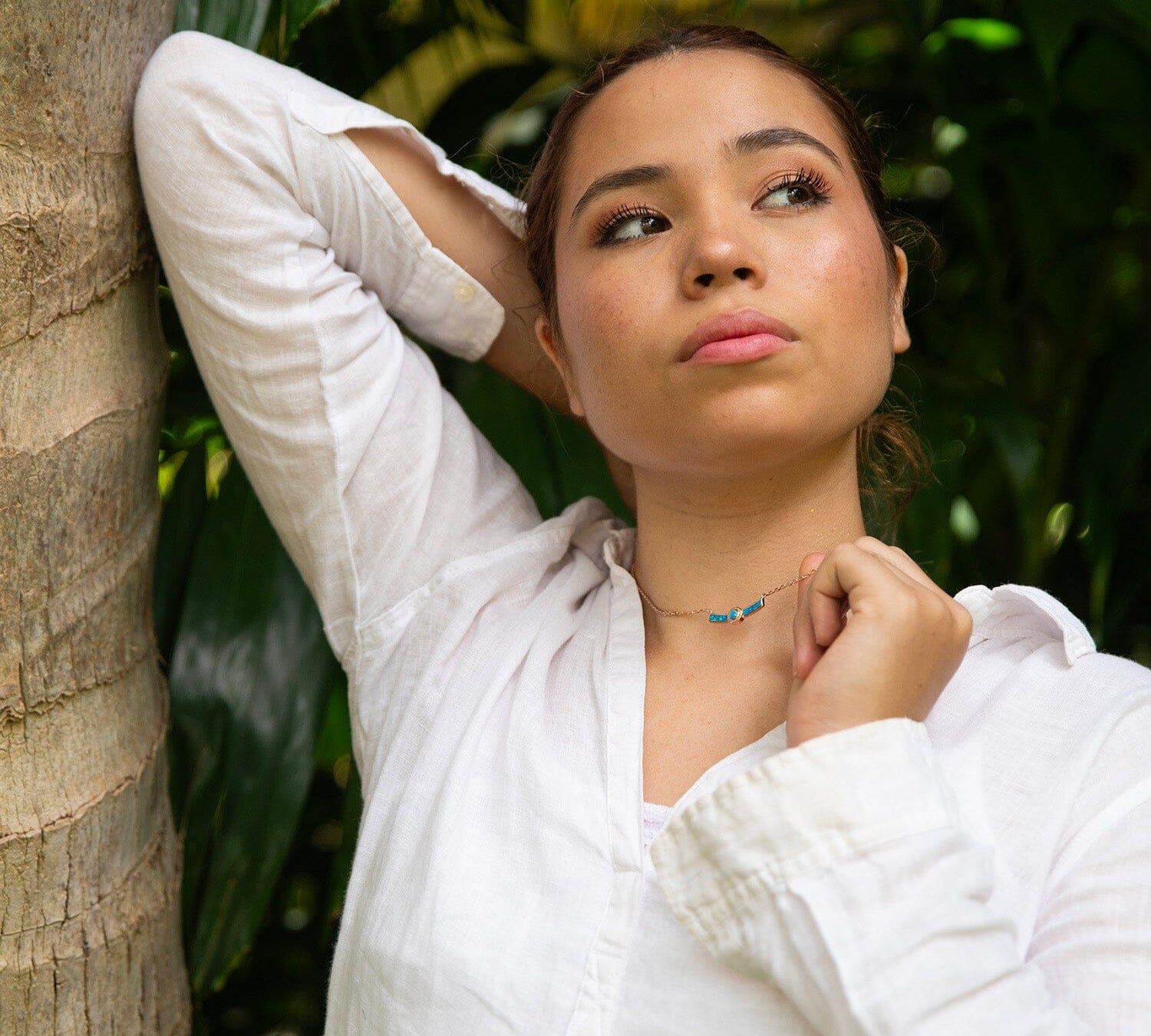 Lunaria Opal Engraved Bar Necklace Necklace Island by Koa Nani 