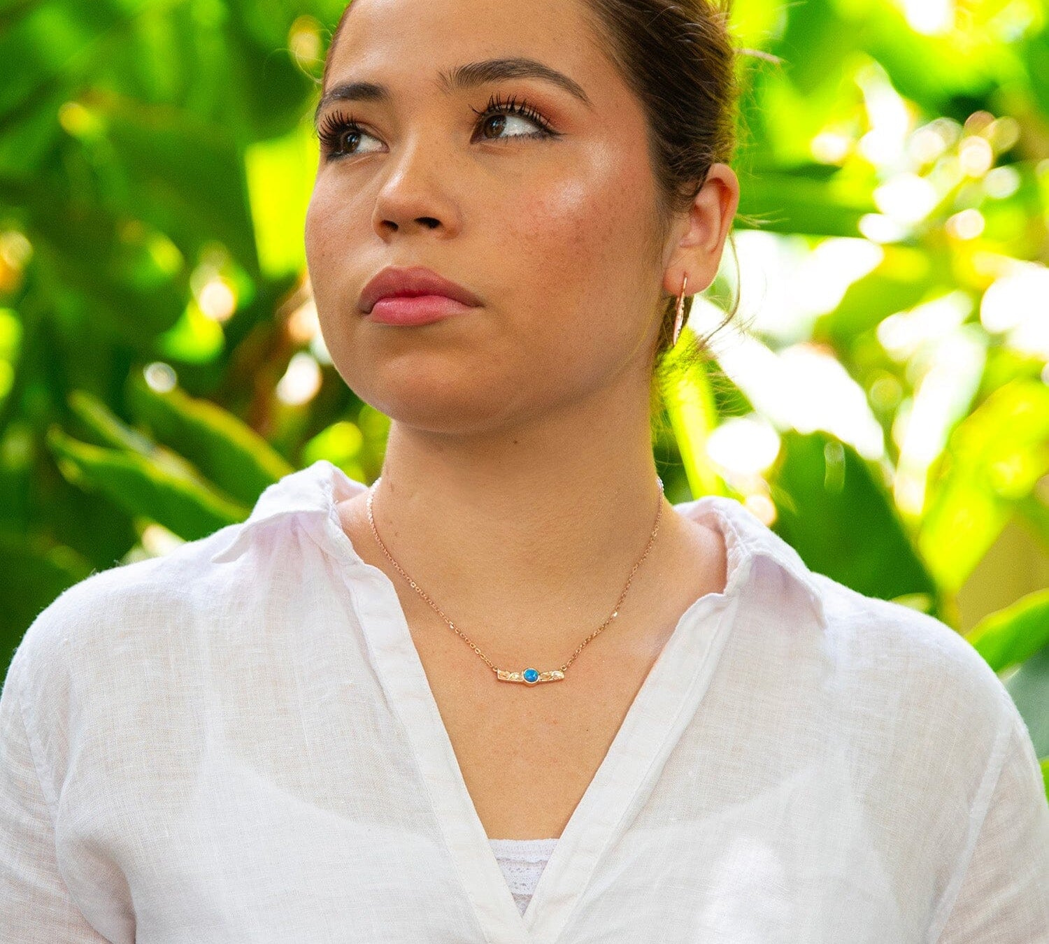 Lunaria Opal Engraved Bar Necklace Necklace Island by Koa Nani 