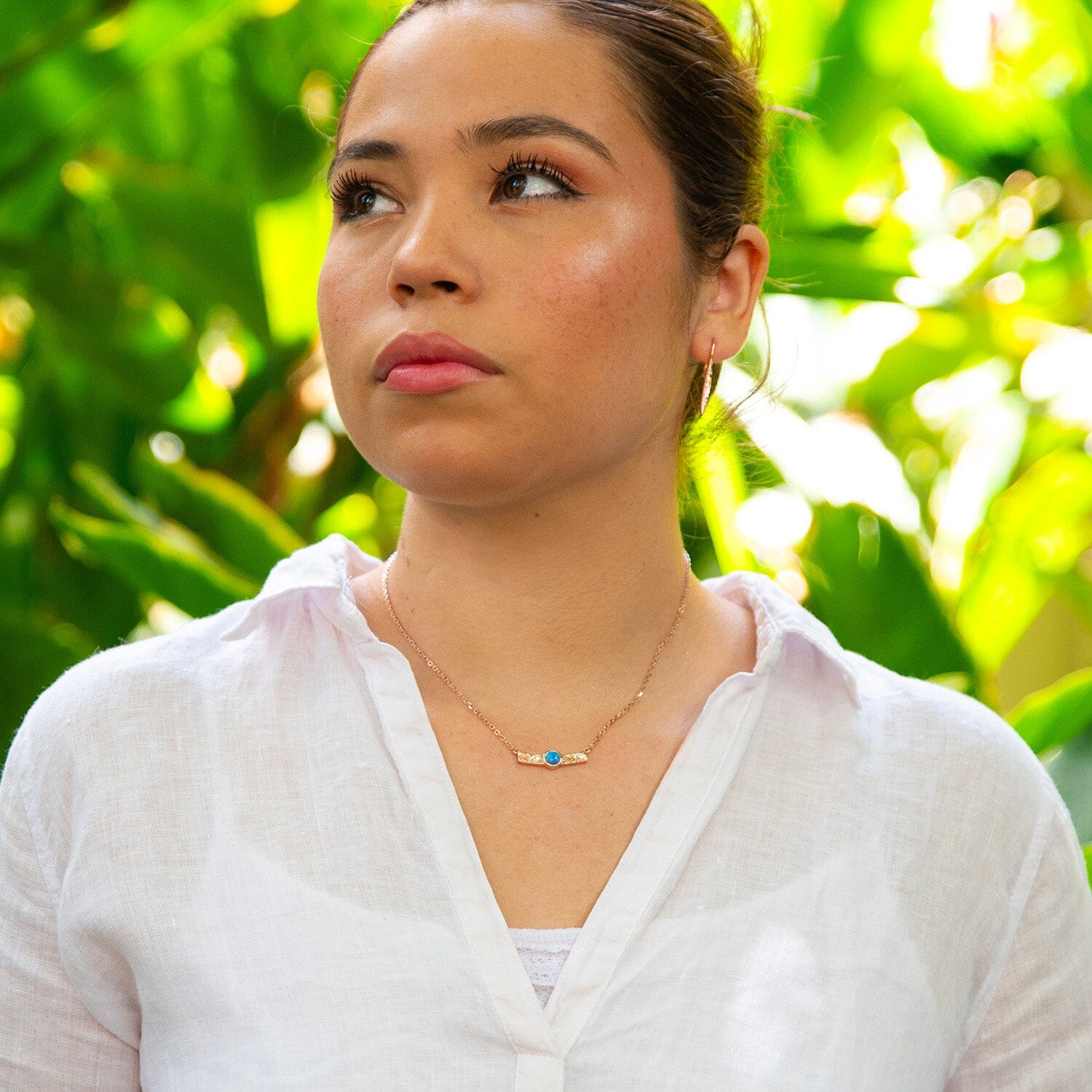 Lunaria Opal Engraved Bar Necklace Necklace Island by Koa Nani 