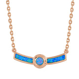 Lunaria Opal Engraved Bar Necklace Necklace Island by Koa Nani Rose Gold Vermeil Style 1 