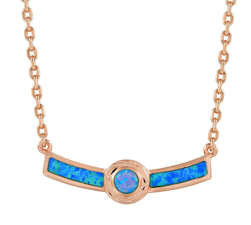 Lunaria Opal Engraved Bar Necklace Necklace Island by Koa Nani Rose Gold Vermeil Style 1 