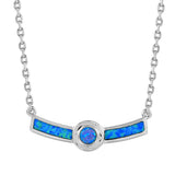 Lunaria Opal Engraved Bar Necklace Necklace Island by Koa Nani Sterling Silver Style 1 