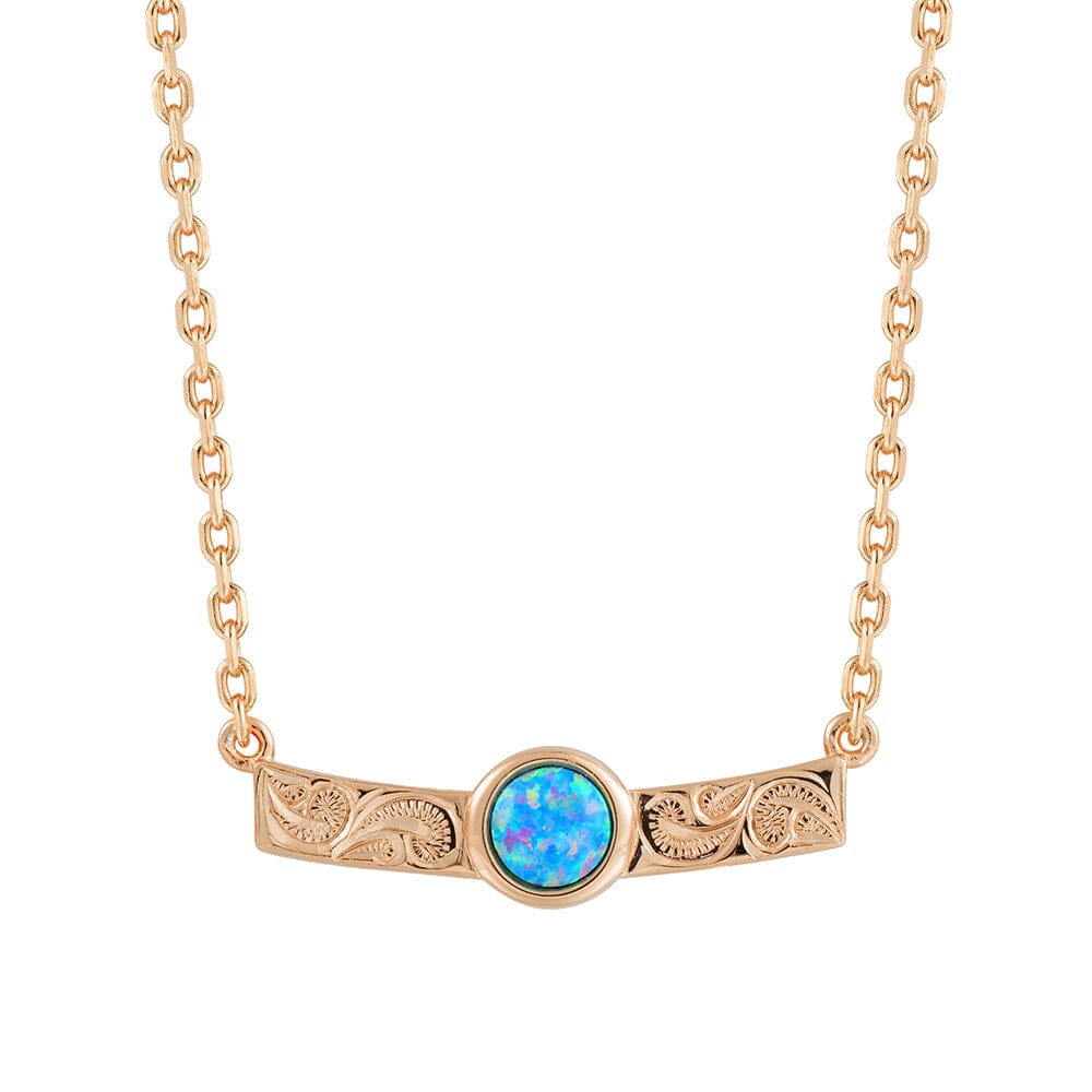 Lunaria Opal Engraved Bar Necklace Necklace Island by Koa Nani Rose Gold Vermeil Style 2 
