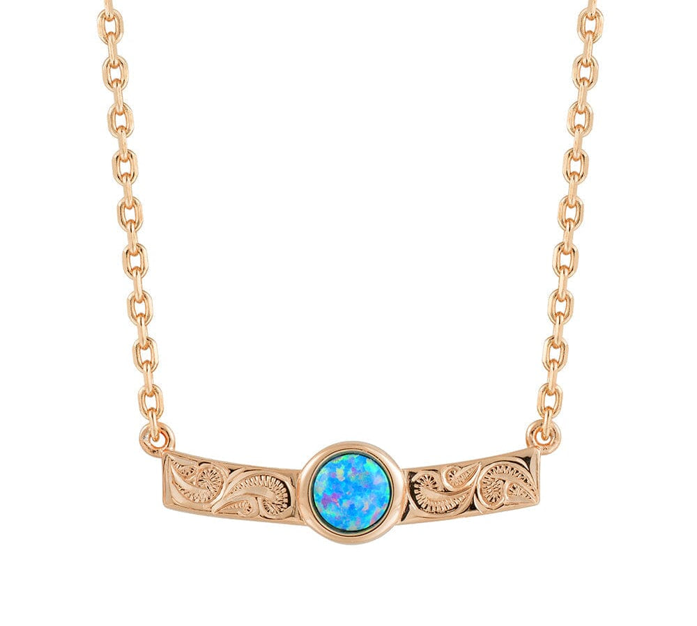 Lunaria Opal Engraved Bar Necklace Necklace Island by Koa Nani Rose Gold Vermeil Style 2 