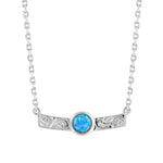 Lunaria Opal Engraved Bar Necklace Necklace Island by Koa Nani Sterling Silver Style 2 