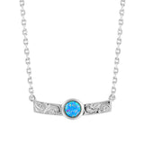Lunaria Opal Engraved Bar Necklace Necklace Island by Koa Nani Sterling Silver Style 2 