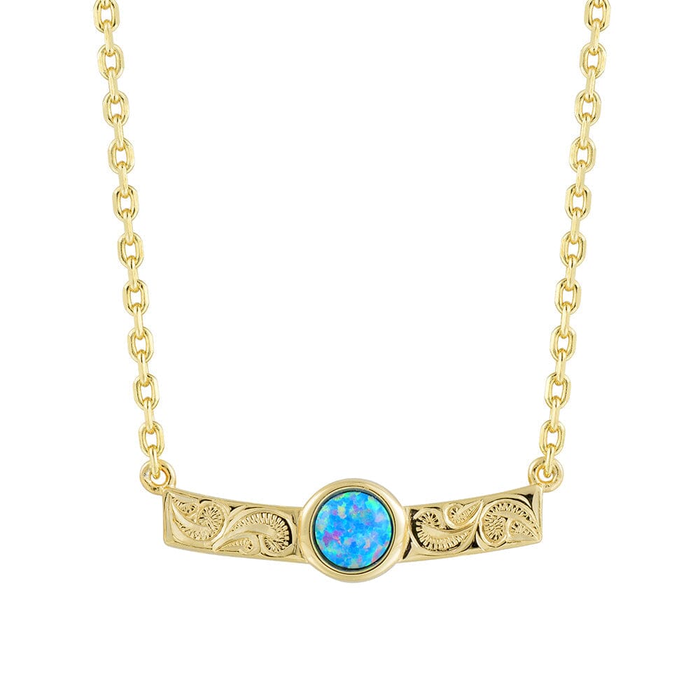 Lunaria Opal Engraved Bar Necklace Necklace Island by Koa Nani Gold Vermeil Style 2 