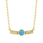 Lunaria Opal Engraved Bar Necklace Necklace Island by Koa Nani Gold Vermeil Style 2 