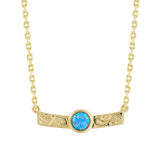 Lunaria Opal Engraved Bar Necklace Necklace Island by Koa Nani Gold Vermeil Style 2 